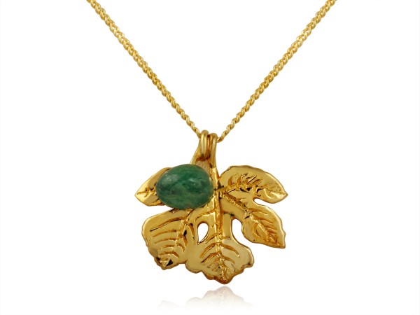 GOLD LEAF WITH GREEN ONYX NECKLACE