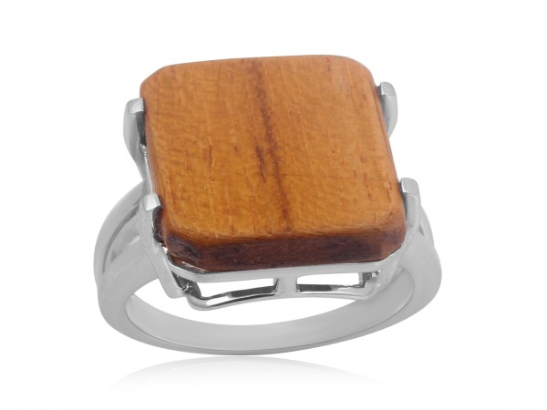 WOOD STONE SILVER PLATTED RING