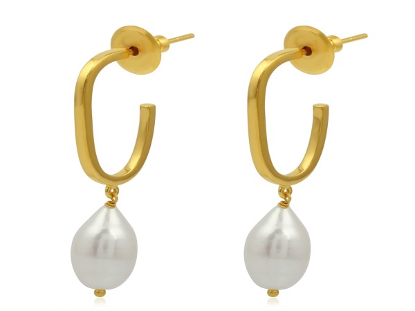 U SHAPE PEARL HANGING EARRING