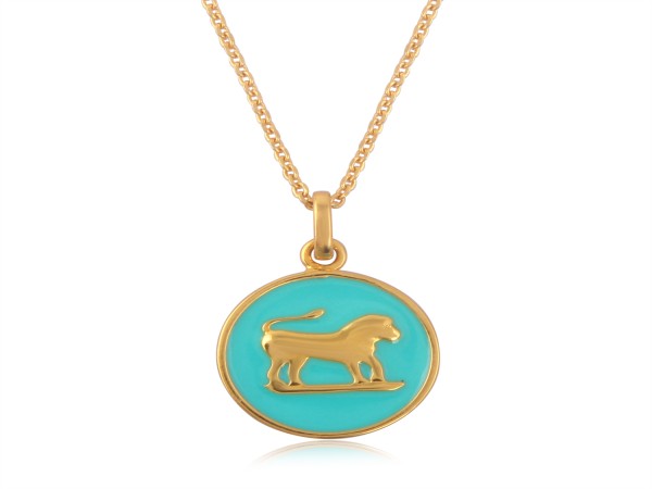 TURQOUISE ENAMEL LION NECKLACE