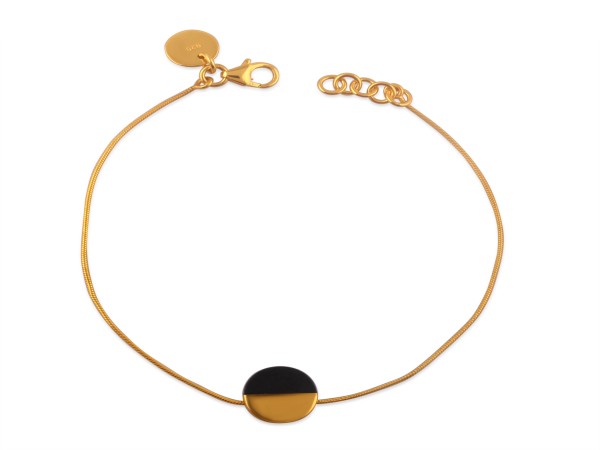 BLACK ROUND CIRCLE GOLD PLATTED BRACELET