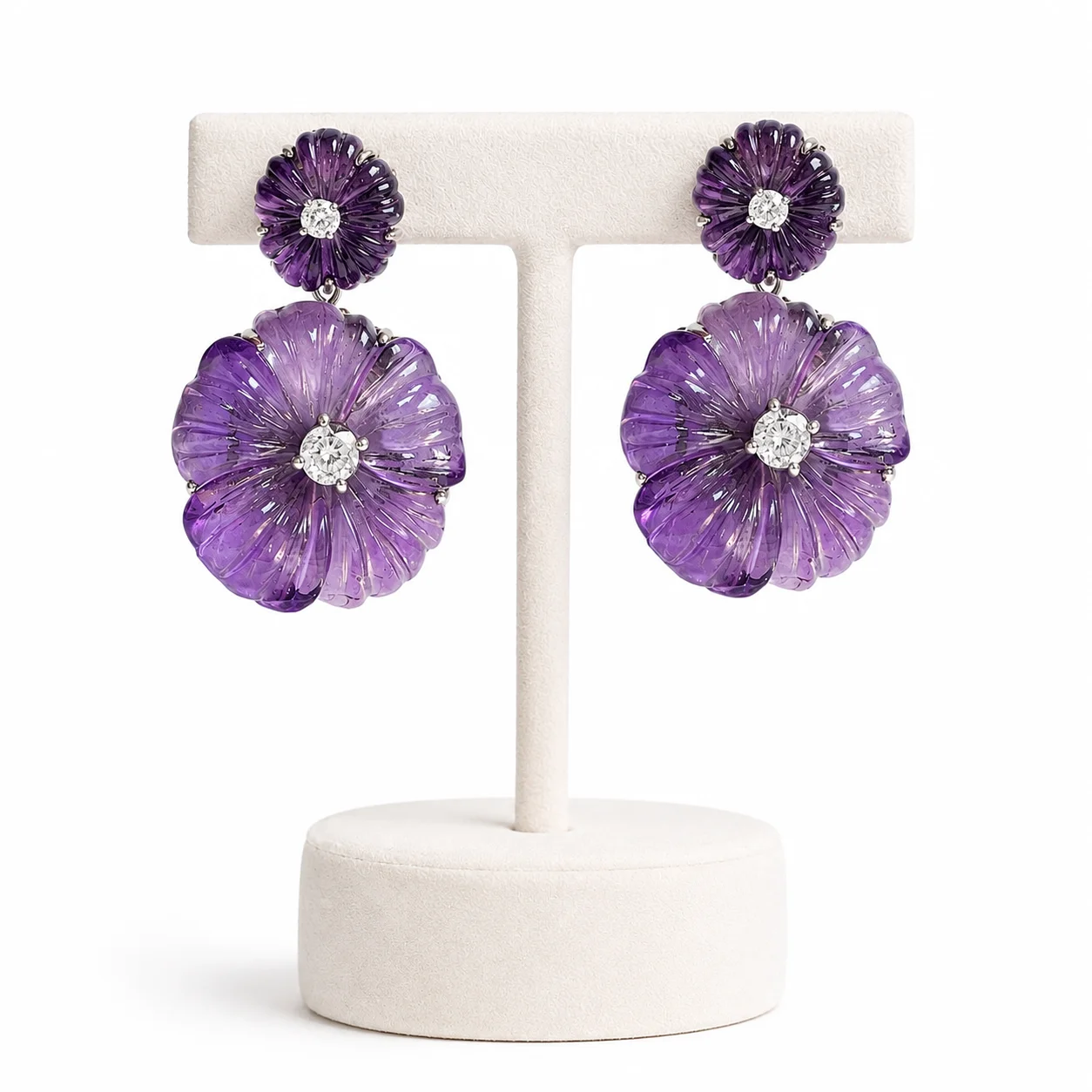 Floral Stone Carved Earrings