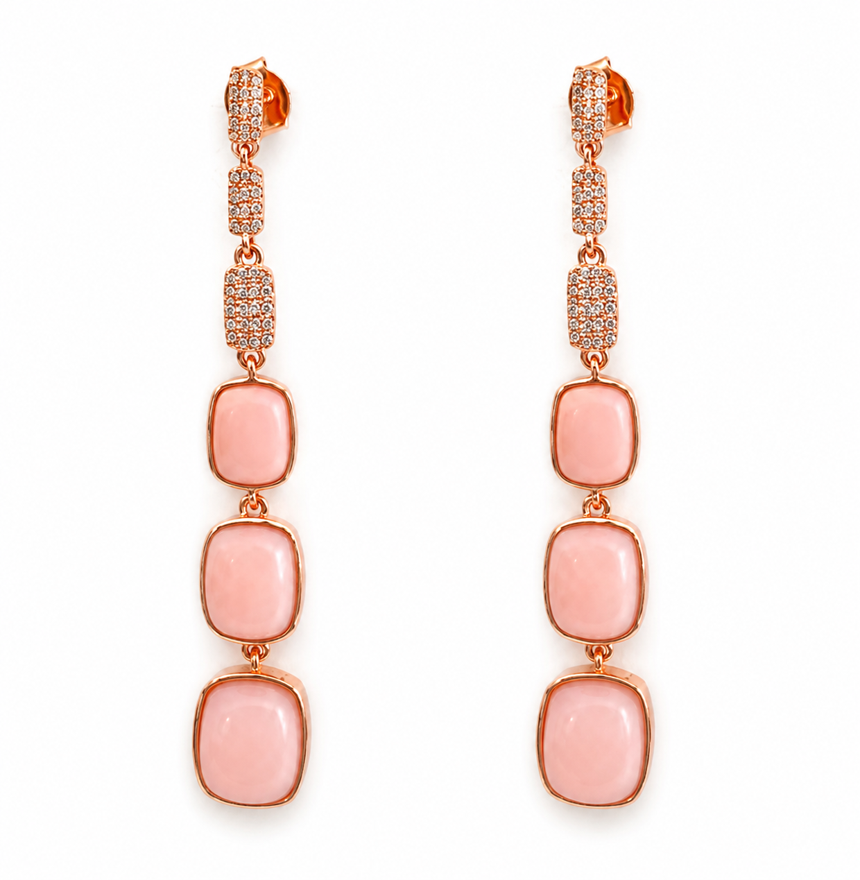 Pink Opal Cascade Earrings