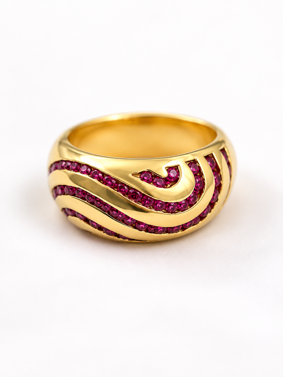 Ruby Wave Gold Ring