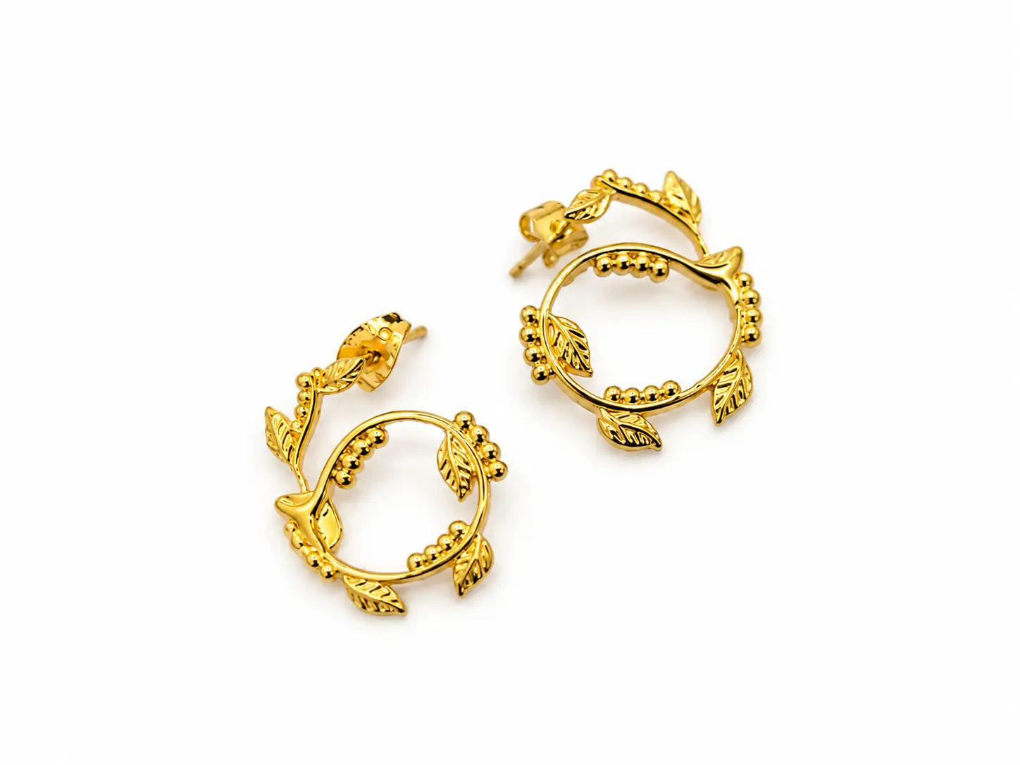 Golden Leaf Hoop Earrings