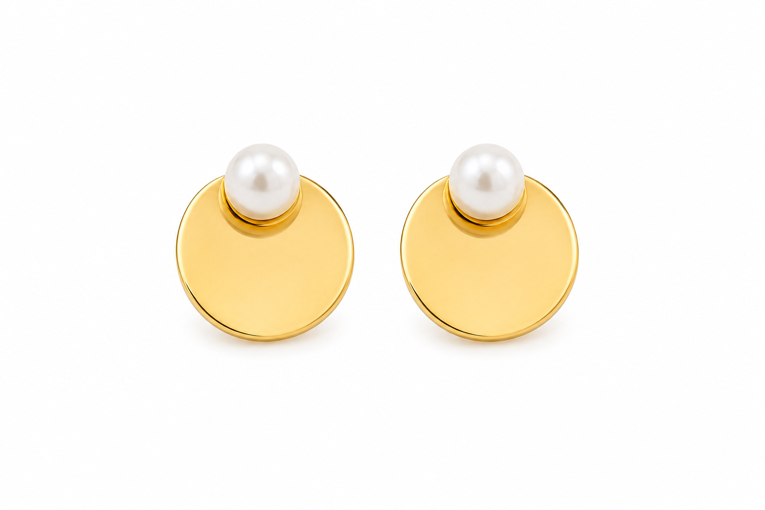 Golden Pearl Stud Earrings