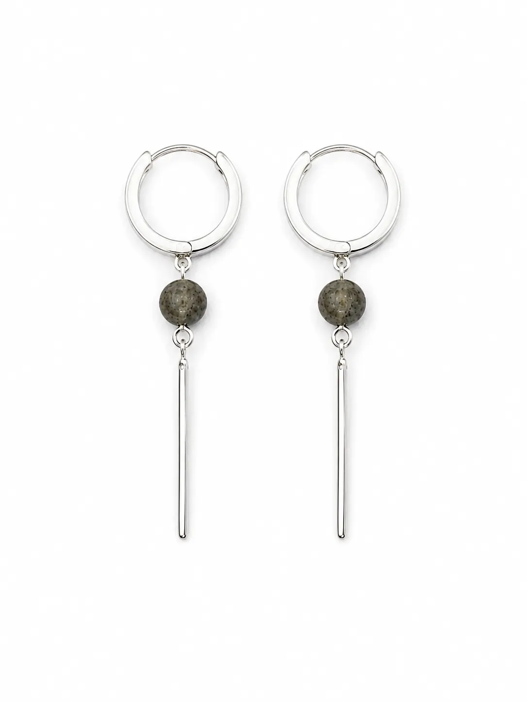 Silver Drop Hoop Earrings