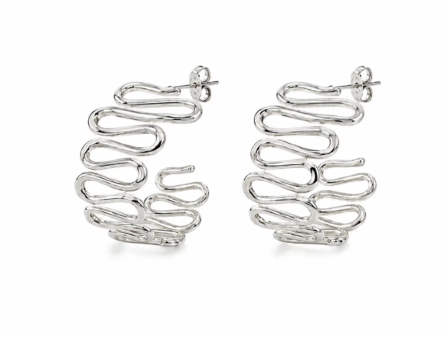 Serpentine Statement Silver Earrings