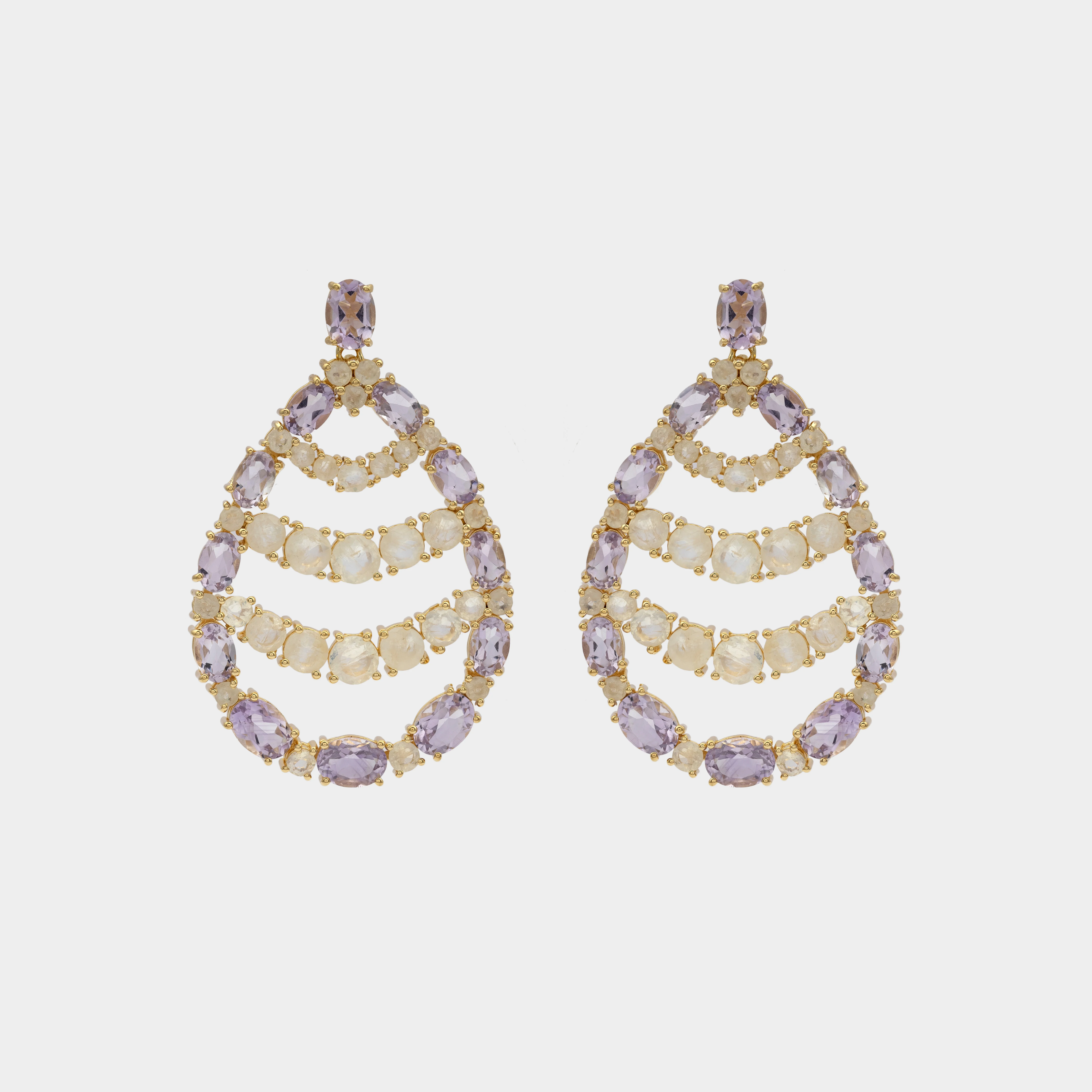 Amethyst & Moonstone Drop Earrings