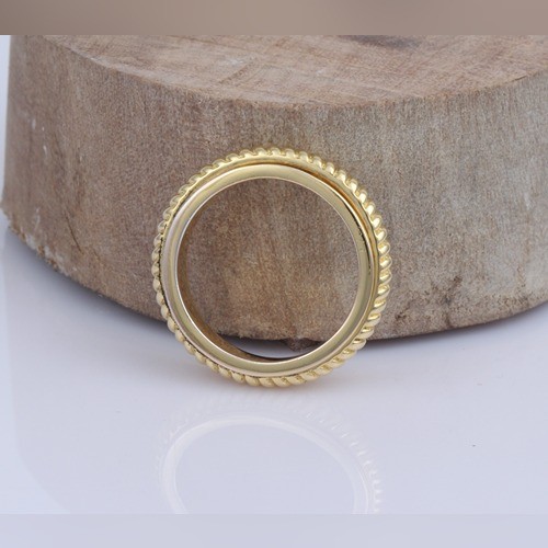 925 Silver Plain Spinning Band Ring With Yellow Gold Plating - Image 3
