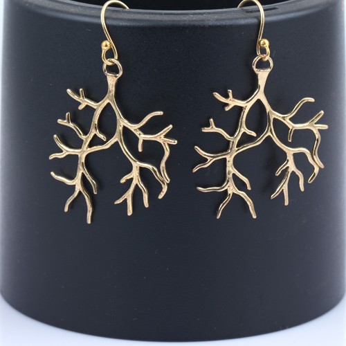 925 Silver Plain Tree Shape Earring With Yellow Gold Plating - Image 1