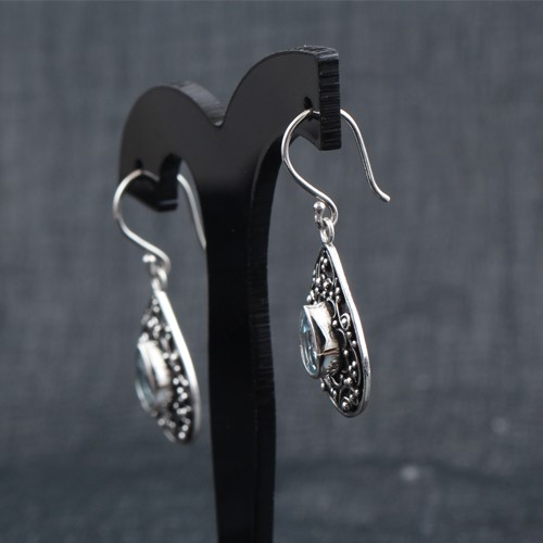 925 Silver Blue Topaz Earring - Image 3