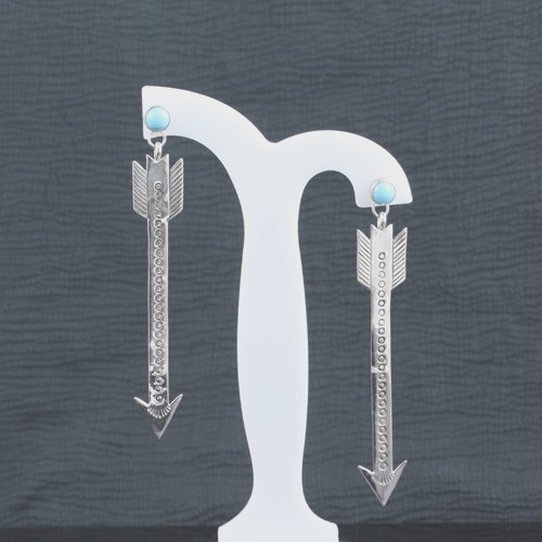 925 Silver Arrow Shape Earring With Turquoise - Image 2