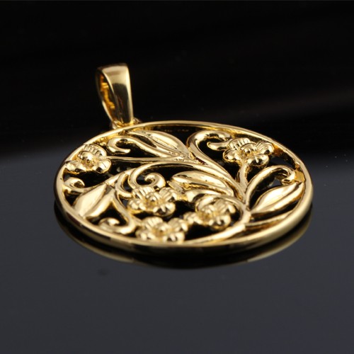 925 Silver Plain Pendant With yellow Gold Plating - Image 3