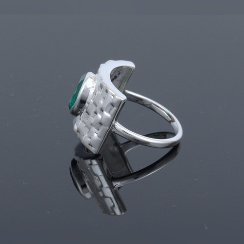 925 Silver Green Onyx Heavy Look Ring - Image 3
