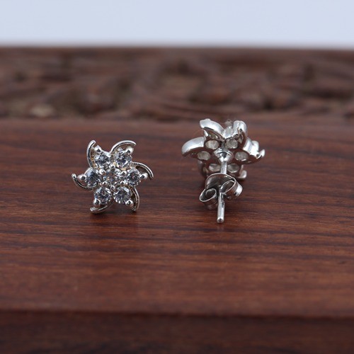 925 Silver Fancy Star Shape White Zircon Stud Earring - Image 1