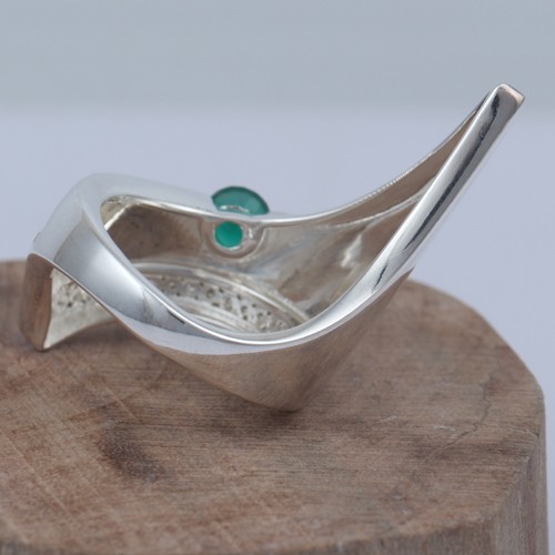 925 Silver Green Onyx Bold Ring - Image 3