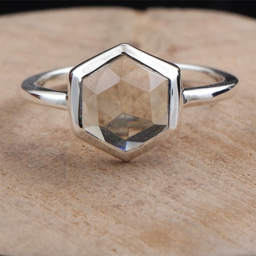 925 Silver Green Amethyst Fancy Stone Ring - Image 1