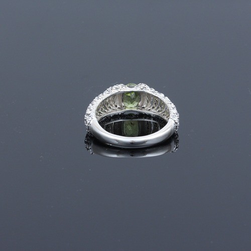 925 Silver Peridot White Zircon Cocktail Ring - Image 4