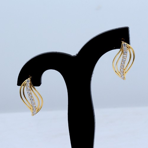 925 Silver White Zircon Earring With Yellow Gold Plating - Image 2