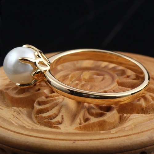 925 Silver Pearl Solitaire Ring With Yellow Gold Plating - Image 3