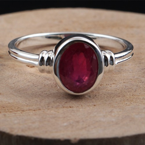 925 Silver Glassfilled Ruby Fine Ring - Image 1