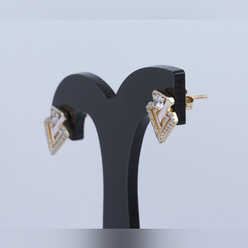 925 Silver Triangle Shape Earring With Yellow Gold Plating - Image 4