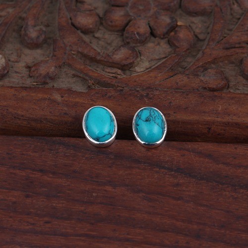 925 Silver trendy Turquoise Stud Earring - Image 2