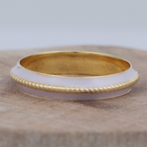 925 Silver Plain Enamel Band Ring With Yellow Gold Plating - Image 1