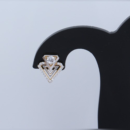 925 Silver Triangle Shape Earring With Yellow Gold Plating - Image 3