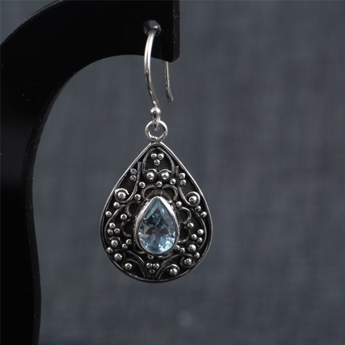 925 Silver Blue Topaz Earring - Image 1