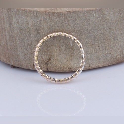 925 Silver Plain Snake Skin Type Ring With Yellow Gold Plating - Image 3