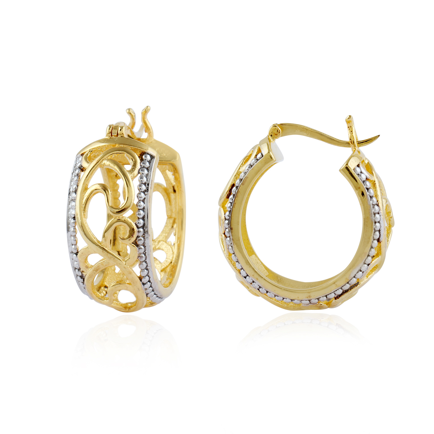 925 Silver Plain Earring With Yellow Gold Plating - Image 2