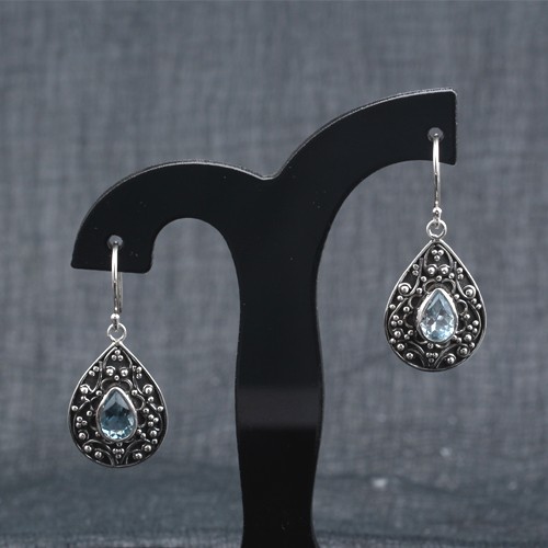 925 Silver Blue Topaz Earring - Image 2