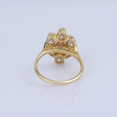 925 Silver Classic Trendy White Zircon Ring With Yellow Gold Plating - Image 4