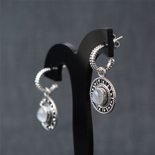 925 Silver Rainbow Moonstone Earring - Image 3