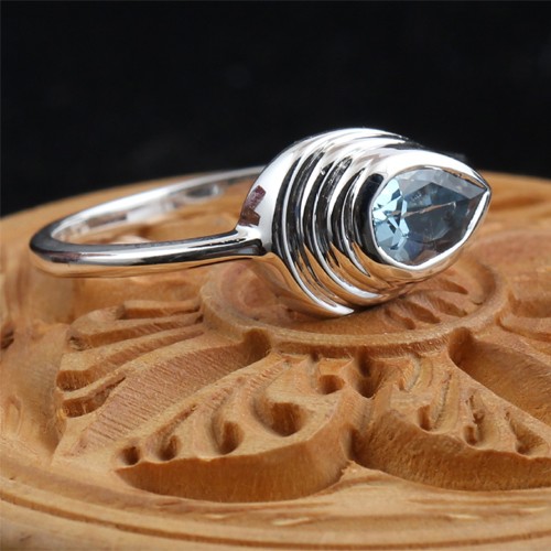 925 Silver Blue Topaz Fine Ring - Image 2