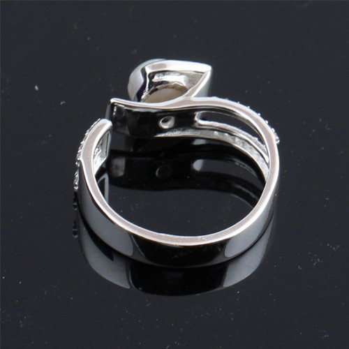 925 Silver Pearl With White Zircon Ring - Image 4