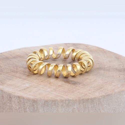 925 Silver Plain Twisted Band Ring With Yellow Gold Plating - Image 1