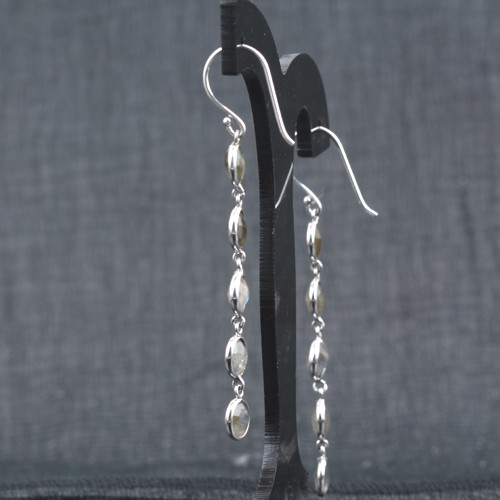 925 Silver Link Bezel Set Earring With Labradorite - Image 3