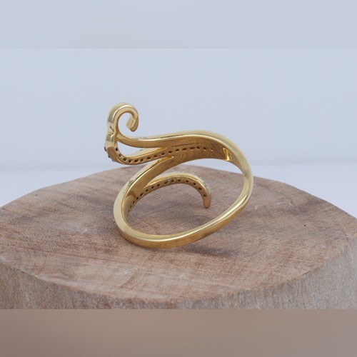 925 Silver Fancy Designer Ring With Yellow Gold Plating - Image 3