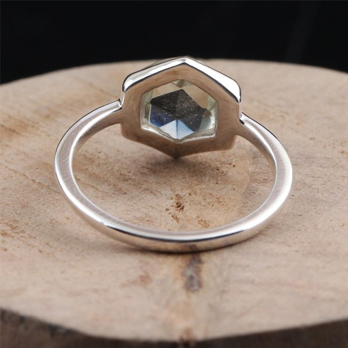 925 Silver Green Amethyst Fancy Stone Ring - Image 4