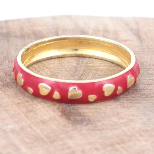 925 Silver Plain Band With Red Enamel And Yellow Gold Plating - Image 1