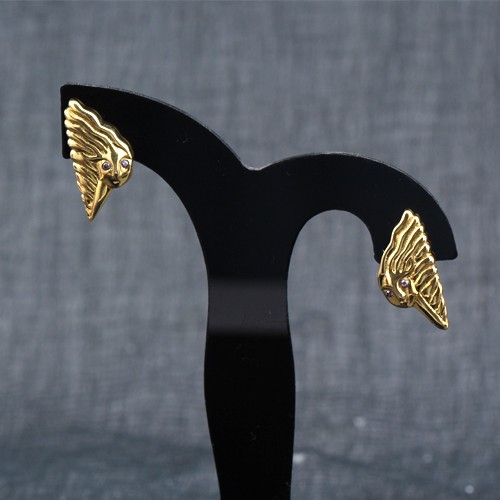 925 Silver Black Spinel Earring With Yellow Gold Plating - Image 1