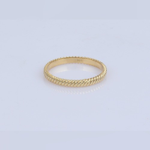 925 Silver Plain Twisted Wire engagement Band Ring With Yellow Gold Plating - Image 2