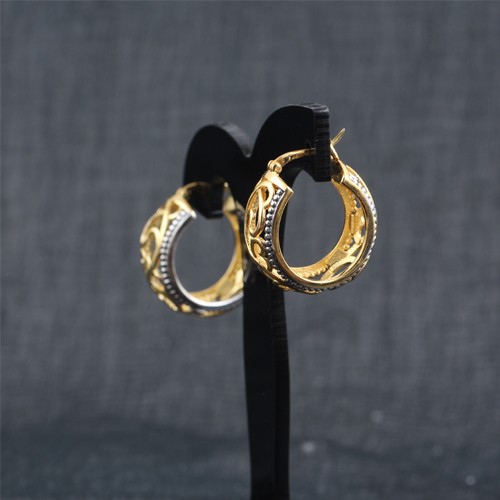 925 Silver Plain Earring With Yellow Gold Plating - Image 6