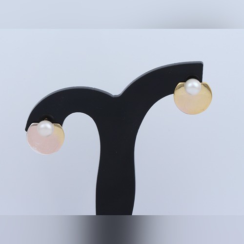 925 Silver Pearl Two type Wear Earring With Yellow Gold Plating - Image 3