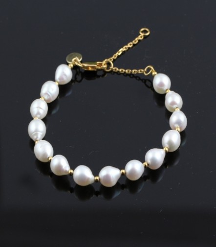 Dainty Pearl 925 Sterling Silver Bracelet - Image 1