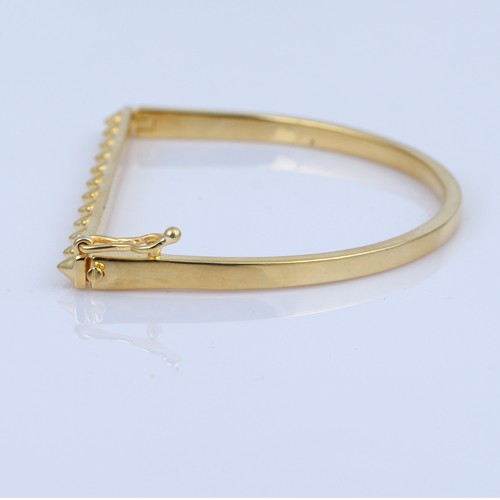 925 Silver D Shape Spike Bangle With Yellow Gold Plating - Image 3