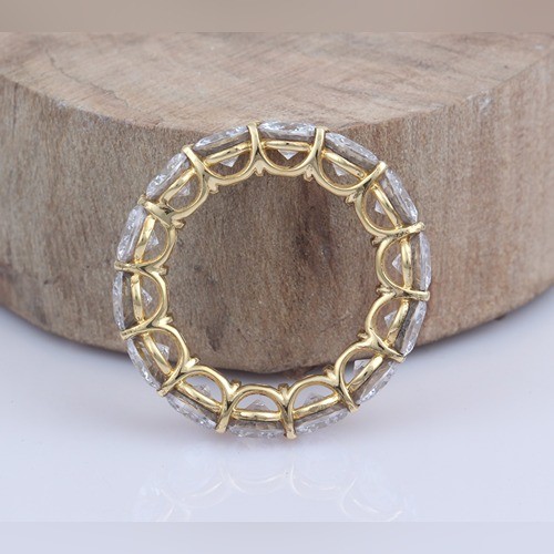 925 Silver White Zircon Eternity Band Ring With Yellow Gold Plating - Image 4
